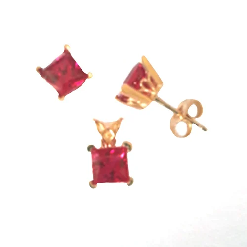 Rubellite Quartz Stud Silver Earring